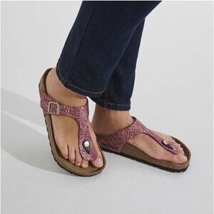 Birkenstock Gizeh Thong Sandals Women's Pink Gold Shimmer Microfiber Buckle